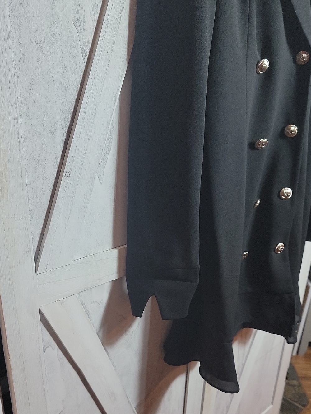 Karl Lagerfeld Black Double-Breasted Ruffle-Hem Blazer Dress Size 6 - Picture 5 of 15